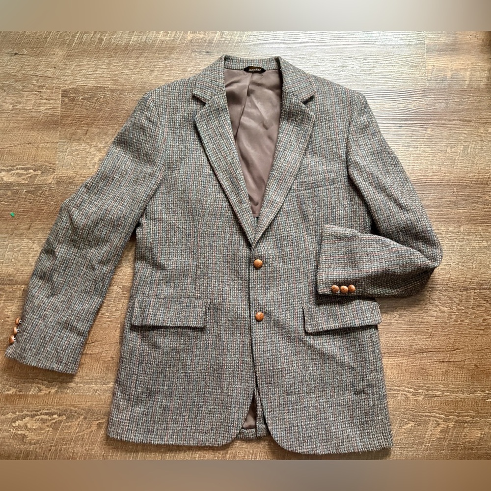Vintage HARRIS TWEED pure Scottish wool sport coat blazer 42 L academic jacket